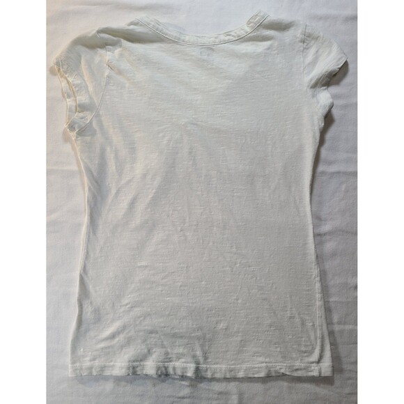 SO 2-Pack Cotton Tees Size Small White & Pink Floral Stripe V-Neck Top - Picture 10 of 11